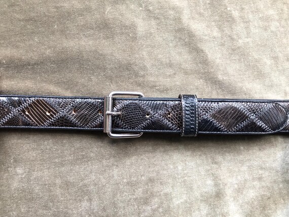 Western Lizard Croc Embossed Patchwork Black Gray… - image 10