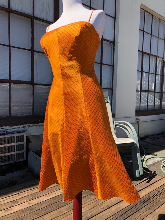 90s Orange Silk Dress Short Mini Slip Gown 1990s … - image 2