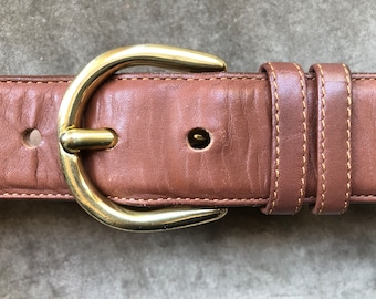 COACH Vintage Dark Red Glove Tanned Leather Belt Round Solid  display picture 1