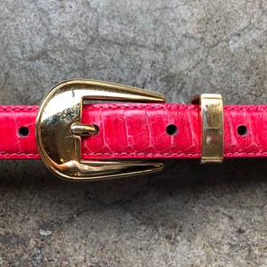 Hot Magenta Coral Pink Genuine Snakeskin Skinny Patent Slim  display picture 2