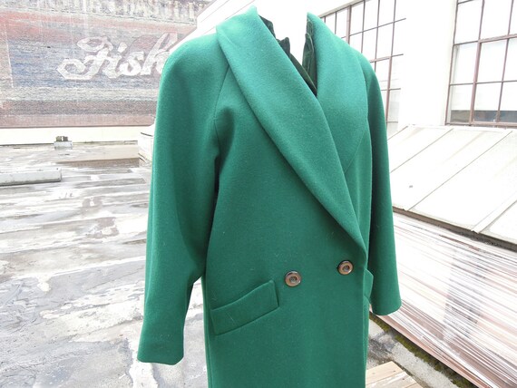 Gorgeous Dark Emerald Green Long Wool Double Breas