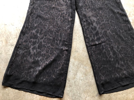 90s Sheer Chiffon Double Layer Leopard Print High… - image 3