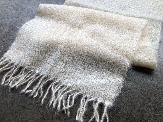 Mohair Sheer Woven Light Fuzzy Vintage Muffler Scarf Glentex