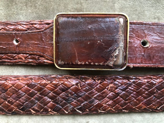 1970s Eelskin Genuine Eel Skin Leather Belt Mahog… - image 1