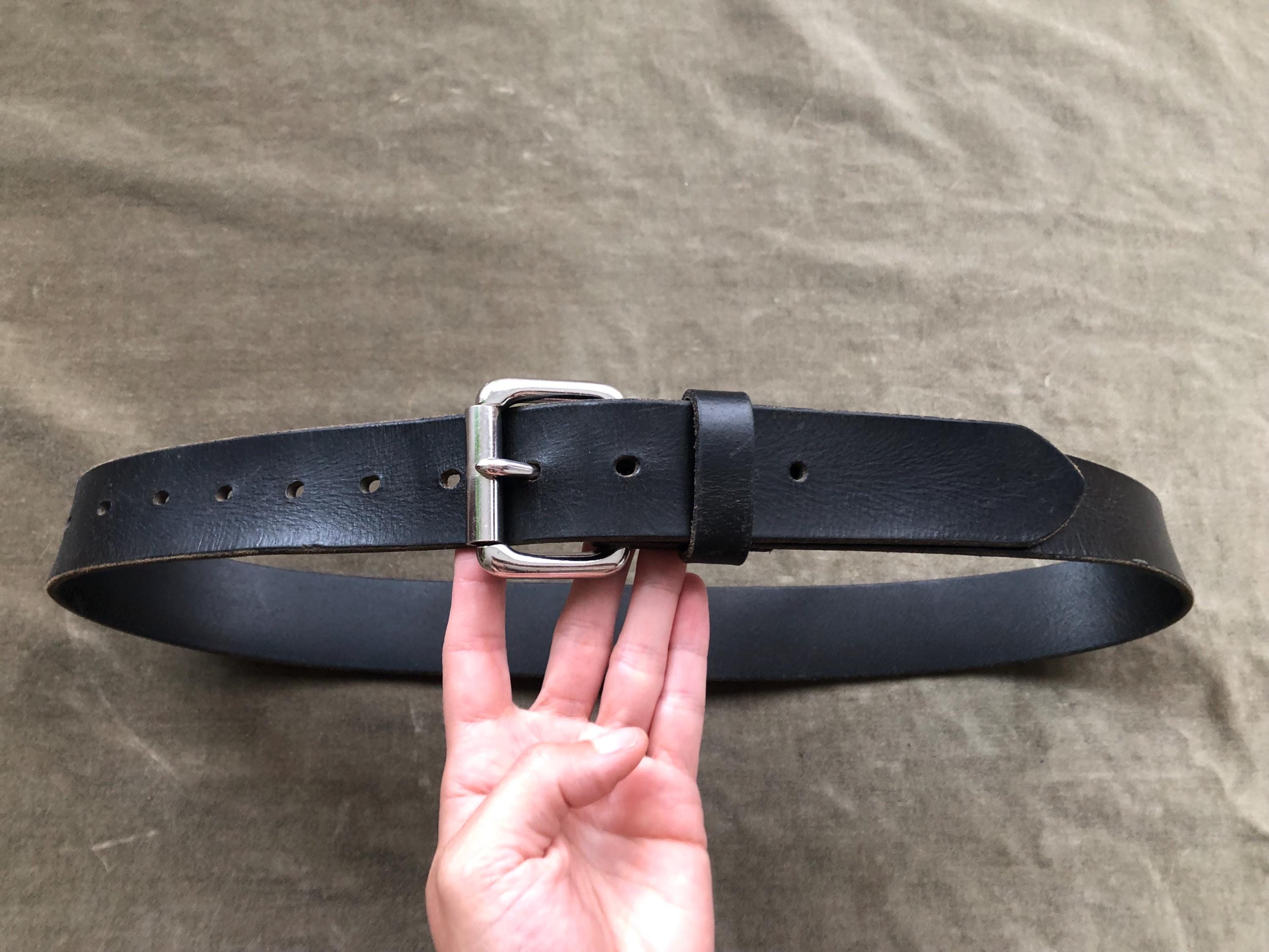 Heavy Duty Black Thick Wide Leather Work Utility Belt Size S M L