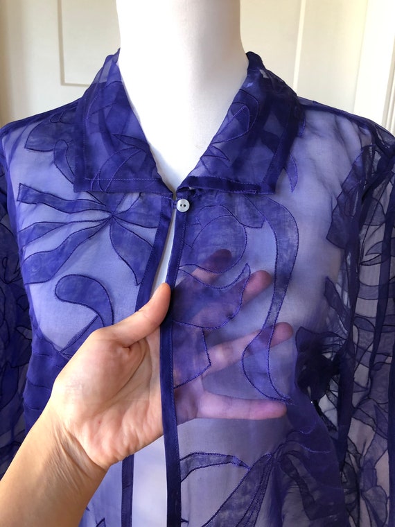 Ultra Sheer Silk Organza Voile Art Jacket Long Sl… - image 5