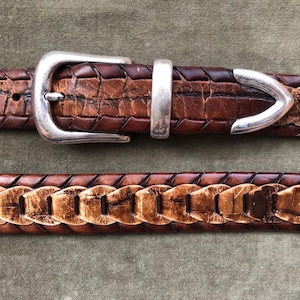 Vintage Leather Braided Belt Xl - Etsy display picture 3