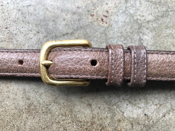 Rare COACH Pigskin Textured Skinny Leather Belt Solid Brass  display picture 1
