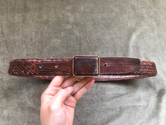 1970s Eelskin Genuine Eel Skin Leather Belt Mahog… - image 3