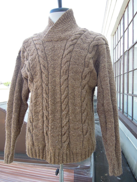 Antique Mens 1930s 40s Tan Camel Chunky Knit Fair… - image 6