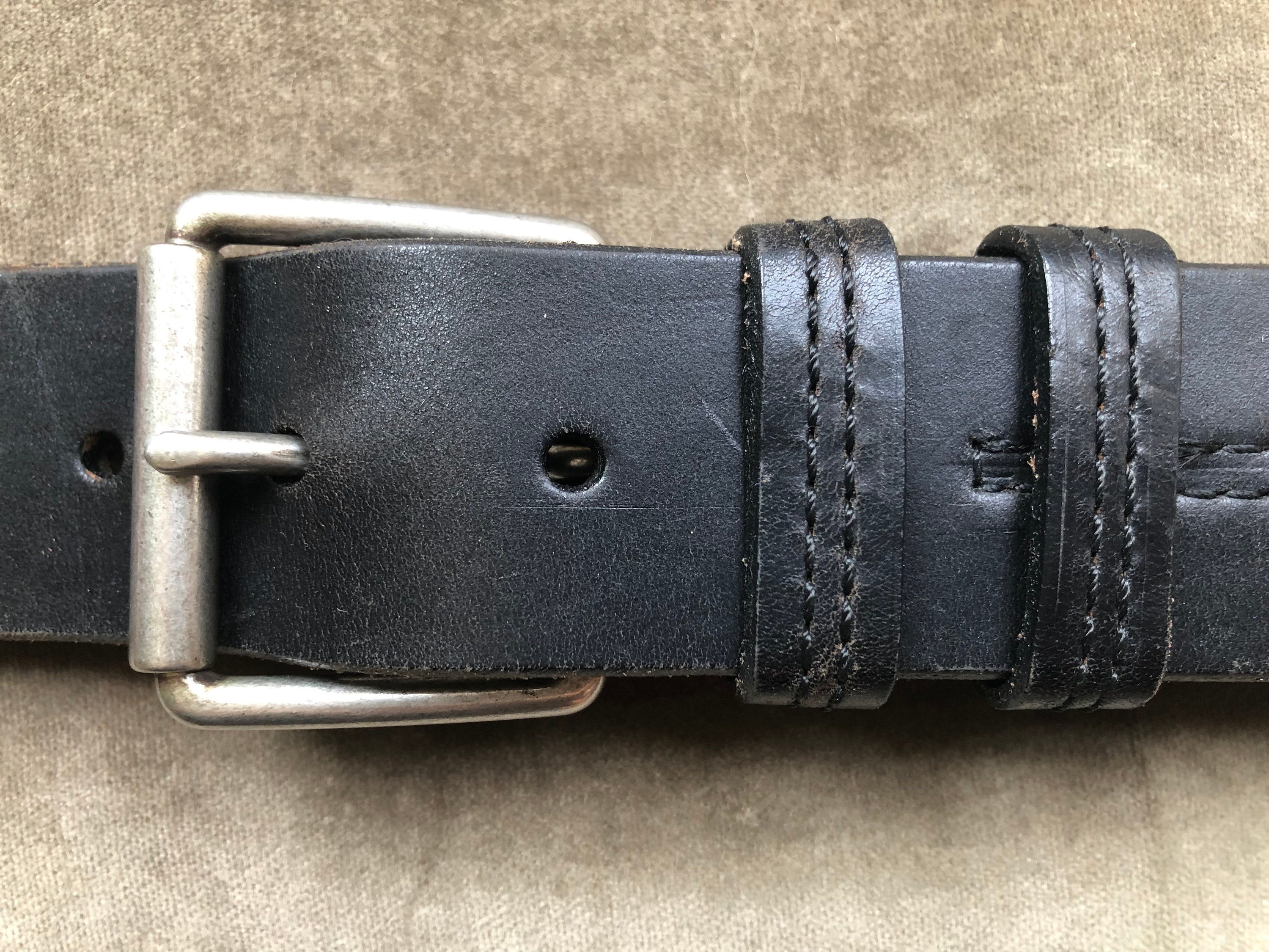 ●DOFFJASON● Arizona Vintage Hard Leather Belt BLACK DJ22SS Auth Horween Thick Black Leather Work Belt Heavy Duty Wide