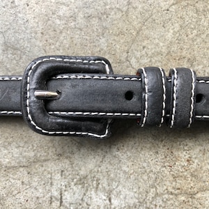 TALBOTS Black White Genuine Leather Belt Silver Buckle Medium 33\