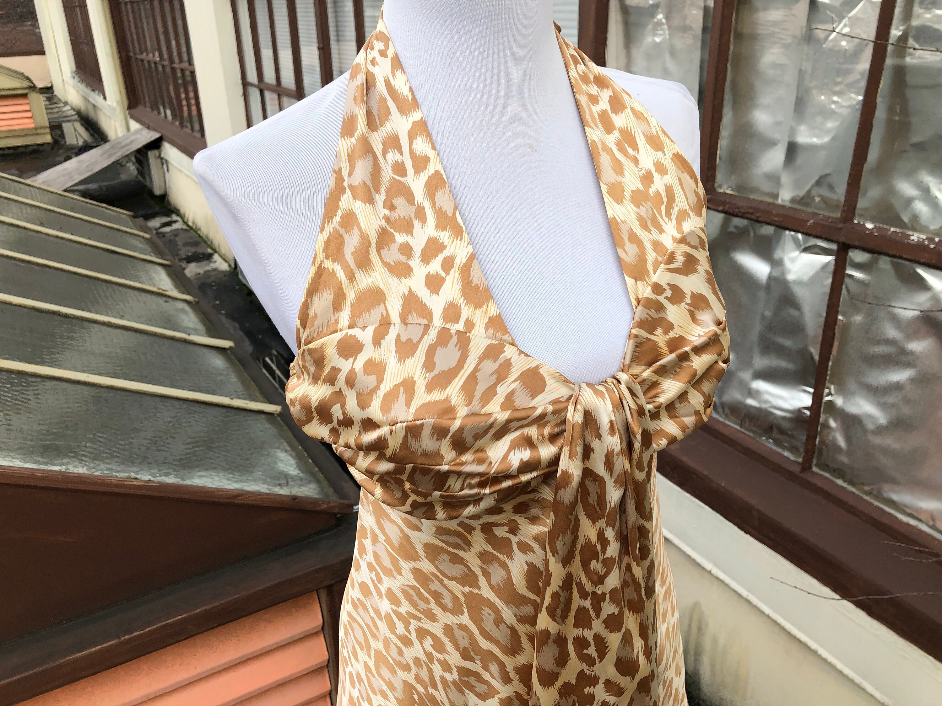 Silk Satin Blonde Gold Leopard Animal Print Halter Dress Short Mini Slip Gown Wild Flirty 1990s 90s Vintage Bias 1960s Insp Beige Cream Sz S Etsy Canada
