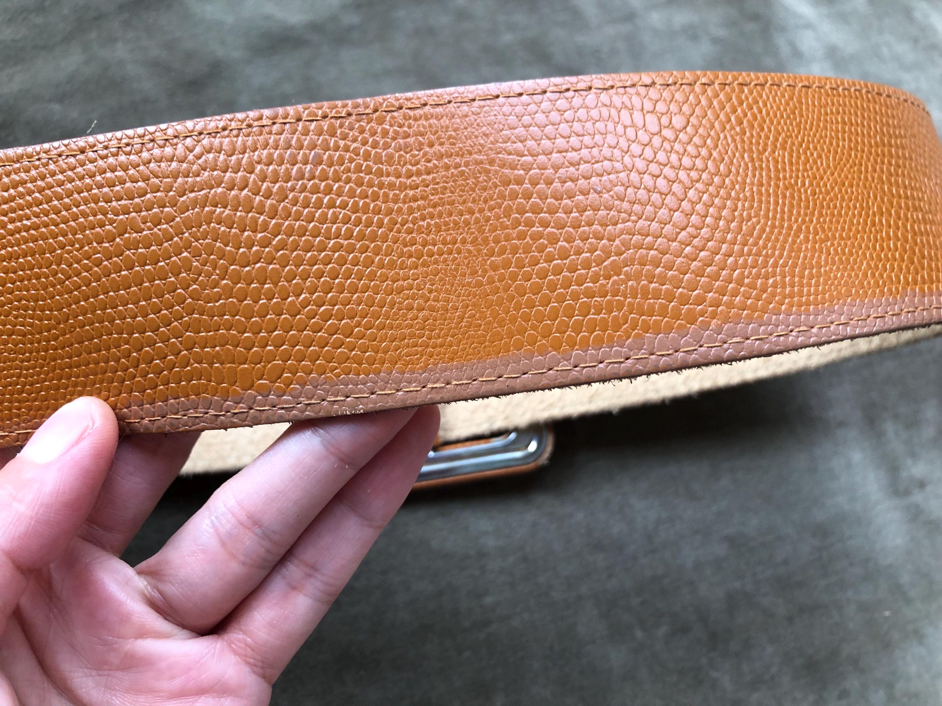 1970s 80s Cognac Caramel Lizard Embossed Tan Brown Wide  display picture 2