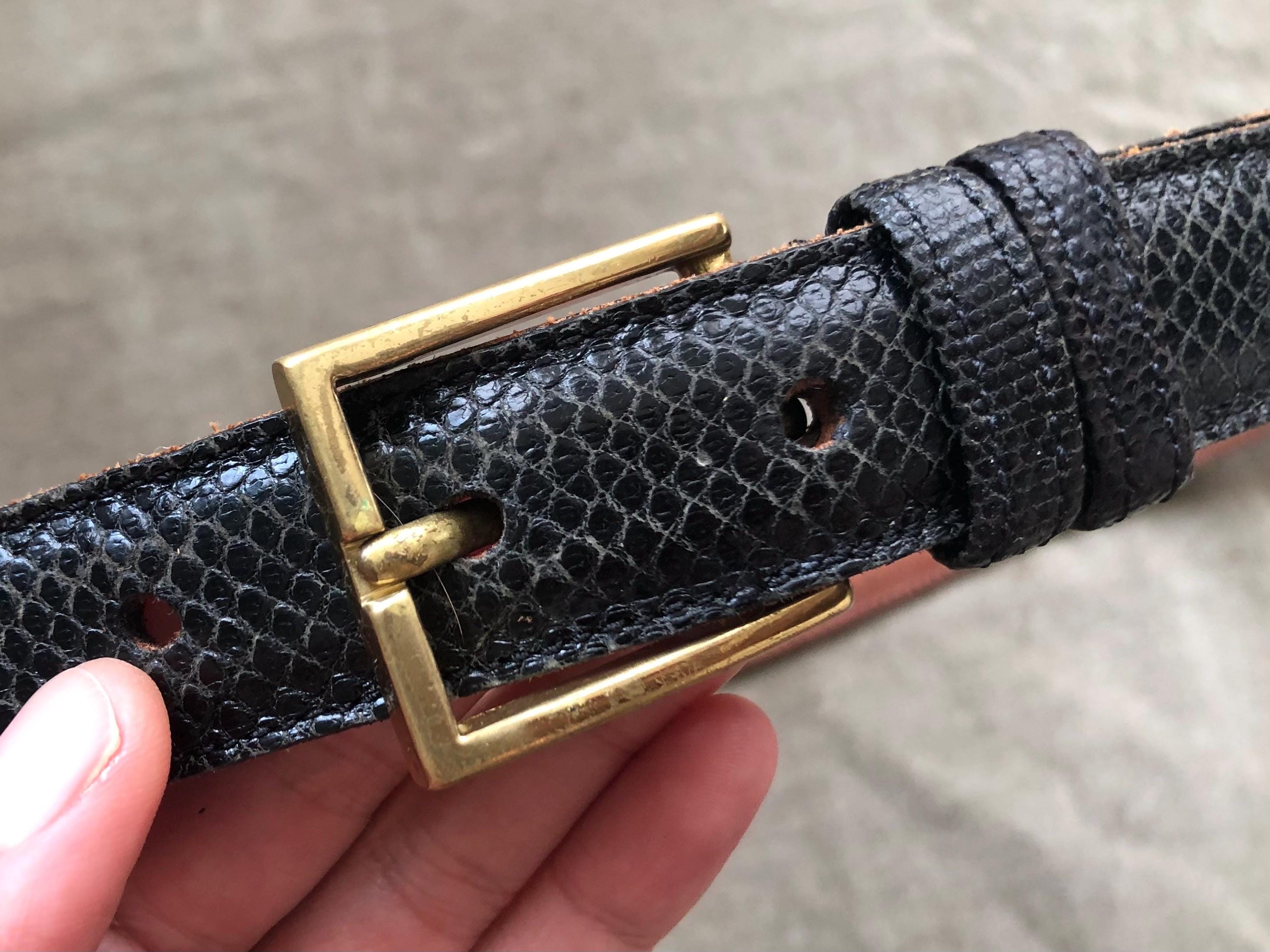 Dooney & Bourke Black Snake Skin Leather Belt Retro Square  display picture 1