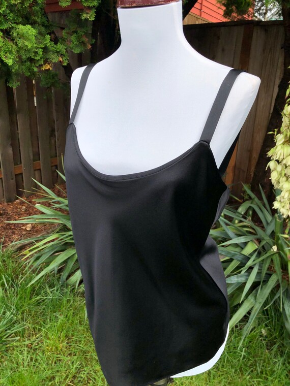 Black Silk Satin Sleeveless Tank Camisole Cami To… - image 9