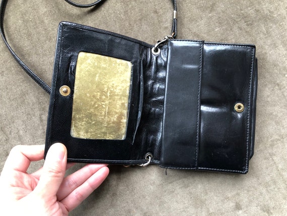 Mini Black Woven Leather Wallet Purse Shoulder Ba… - image 3