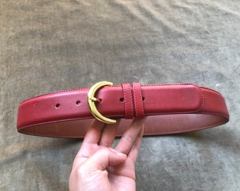 COACH Vintage Wide Dark Red Glove Tanned Leather Belt Round