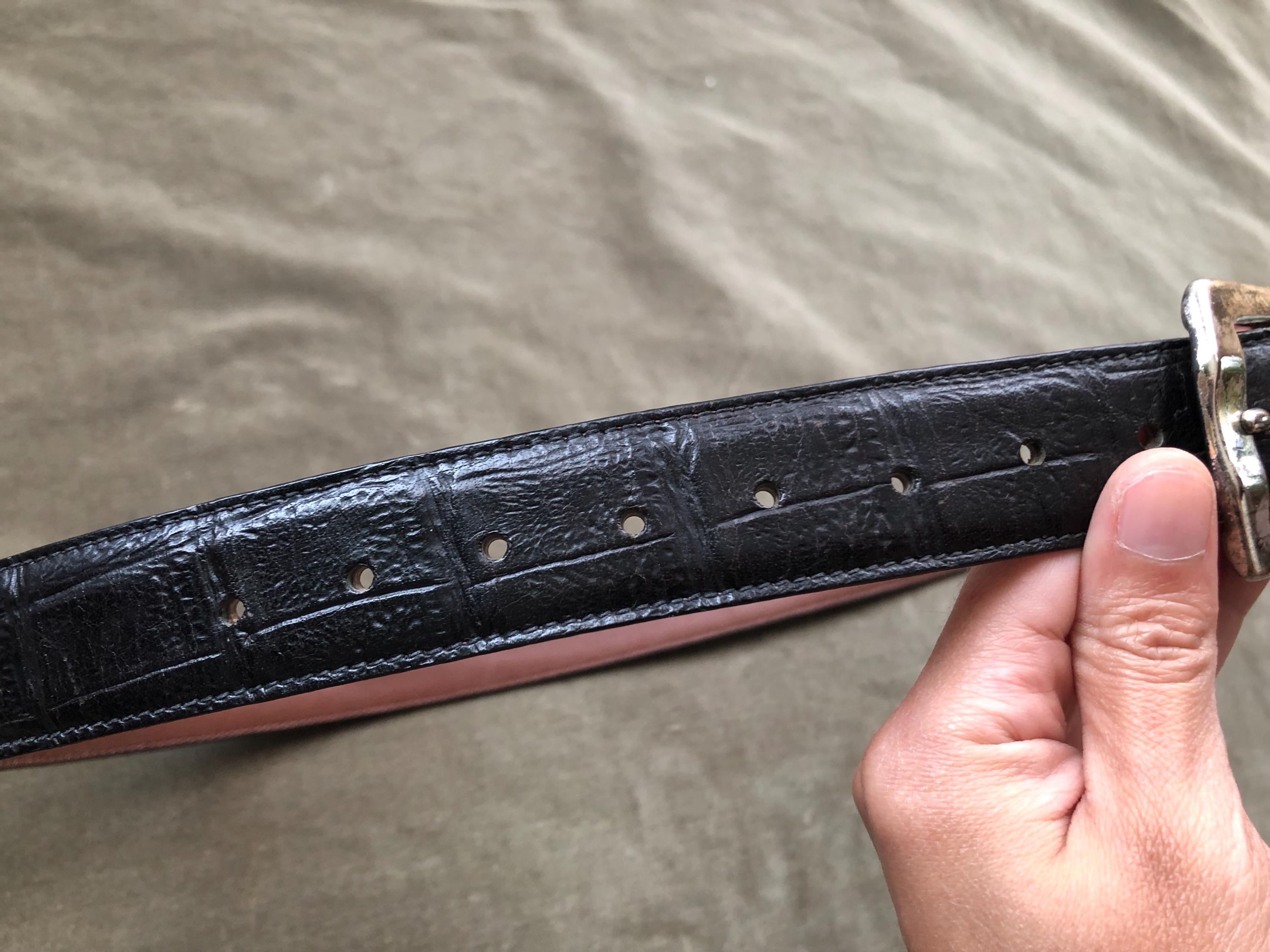 Ceinture Vintage Trafalgar Années 80 – Cuir Et Soie Rouge à Carreaux, Taille 38 Homme