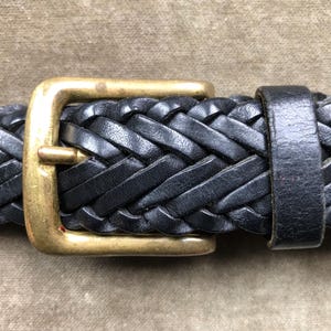 90s Black Leather Woven Braided Belt Adjustable Vintage Size  display picture 3