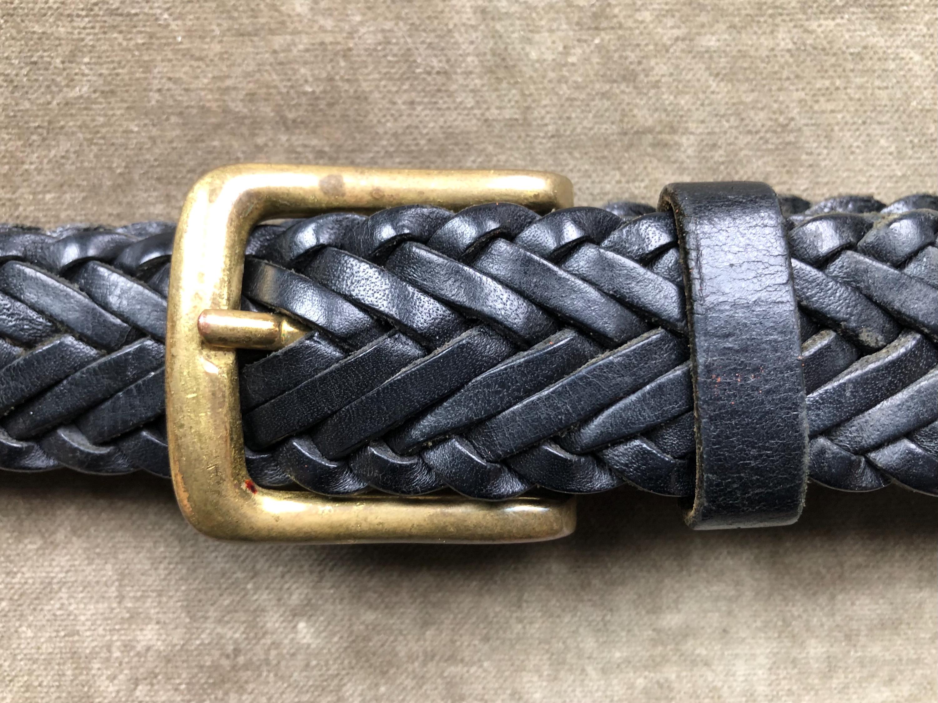 90s Black Leather Woven Braided Belt Adjustable Vintage Size  display picture 3