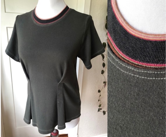 Eckhaus Latta Handmade Retro Cotton Knit Dark Gray Stripe Crew  