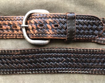 Levis Distressed Brown Thick Leather Tooled Embossed Floral  display picture 3