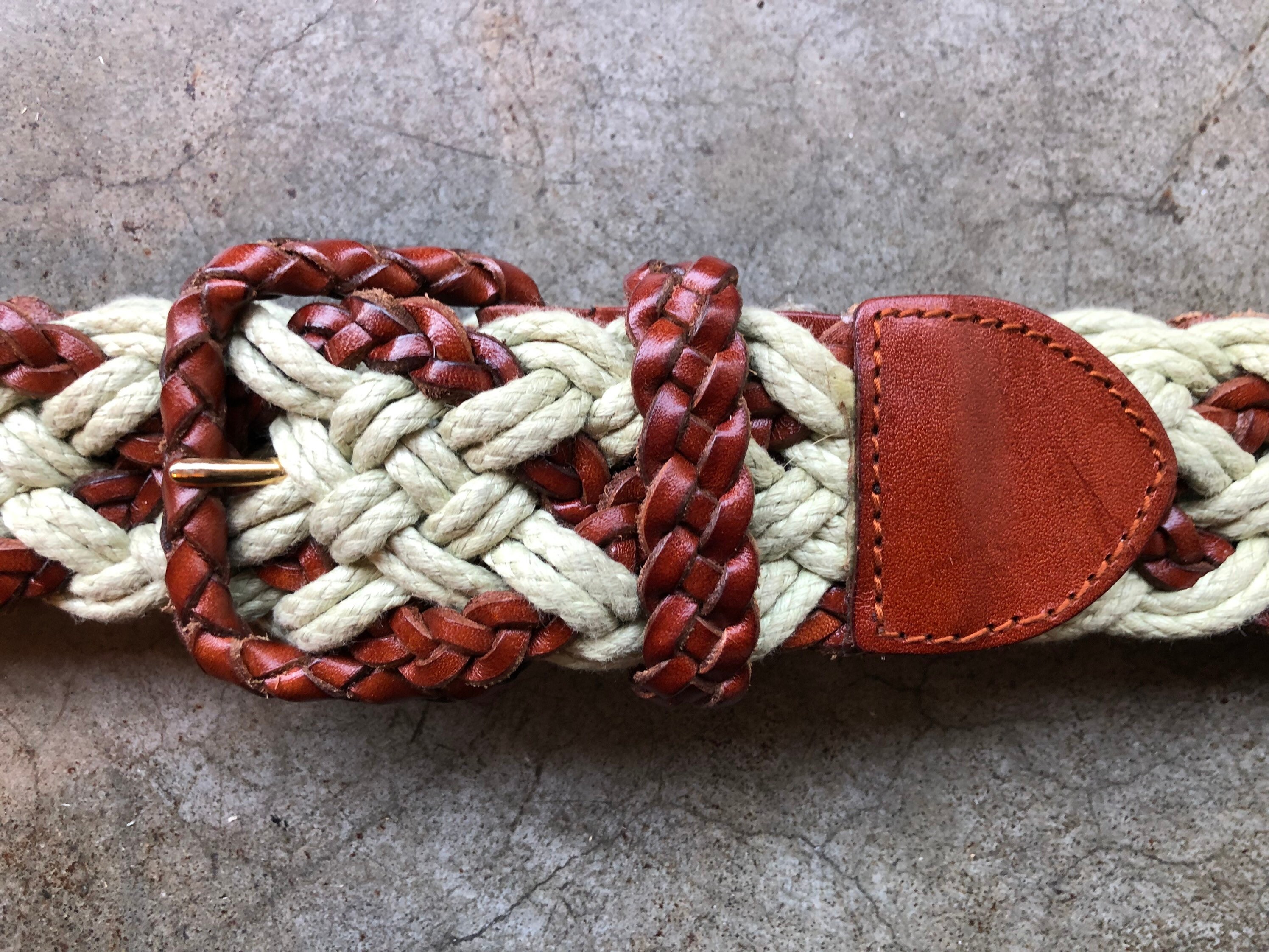 \'90s vintage, Designer leather artisan woven belt red, ivory S/M VTG 90 main image 3