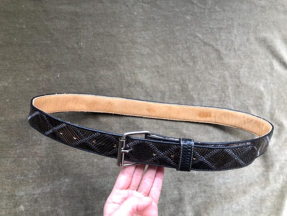 Western Lizard Croc Embossed Patchwork Black Gray… - image 6