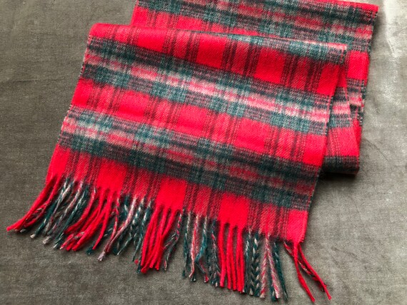 70s 80s Tartan Plaid Wool Woven Winter Neck Scarf… - image 8