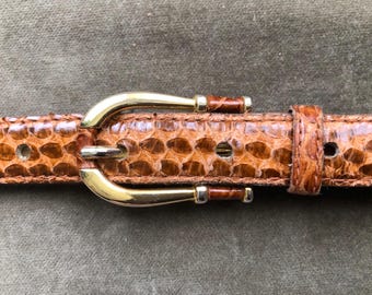 Skinny Snakeskin Shimmery Tan Caramel Patent Slim Leather  display picture 2