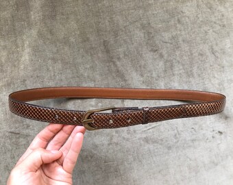 Skinny Snakeskin Shimmery Dark Brown Patent Slim Leather  display picture 1