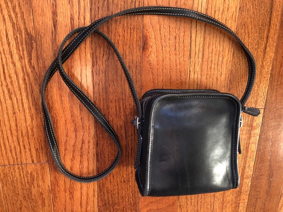 Mini COACH NY Black Leather White Contrast Stitch Square Zip Top Shoulder  Purse Crossbody Vintage Bag 90s 1990s Small Micro Stitching Y2K - Etsy