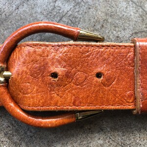 1970s Ostrich Bump Embossed Tan Cognac Brown Wide Leather  display picture 3