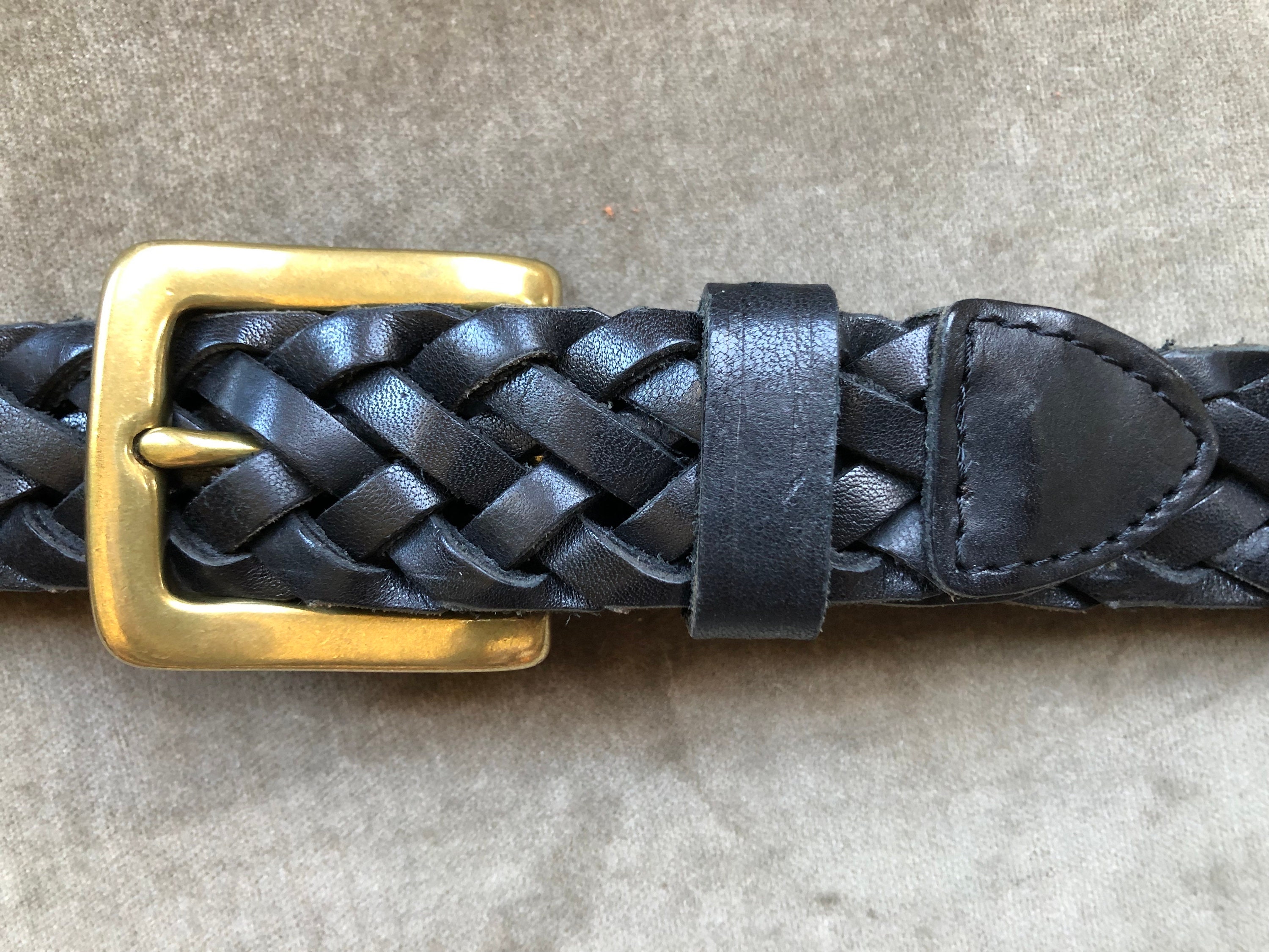 90s Black Leather Woven Braided Belt Adjustable Vintage Size  display picture 1