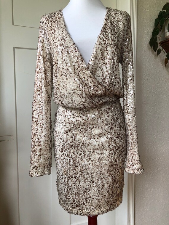 90s Shimmery Sequined Python Snake Skin Print Lon… - image 2