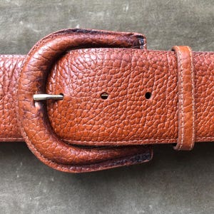 Ralph Lauren Wide Pebbled Leather Belt Tan Brown Size XS 24 25 26 Waist 90s 1990s y2k Kidney Boho Equestrian Western Fashion Womens Vintage