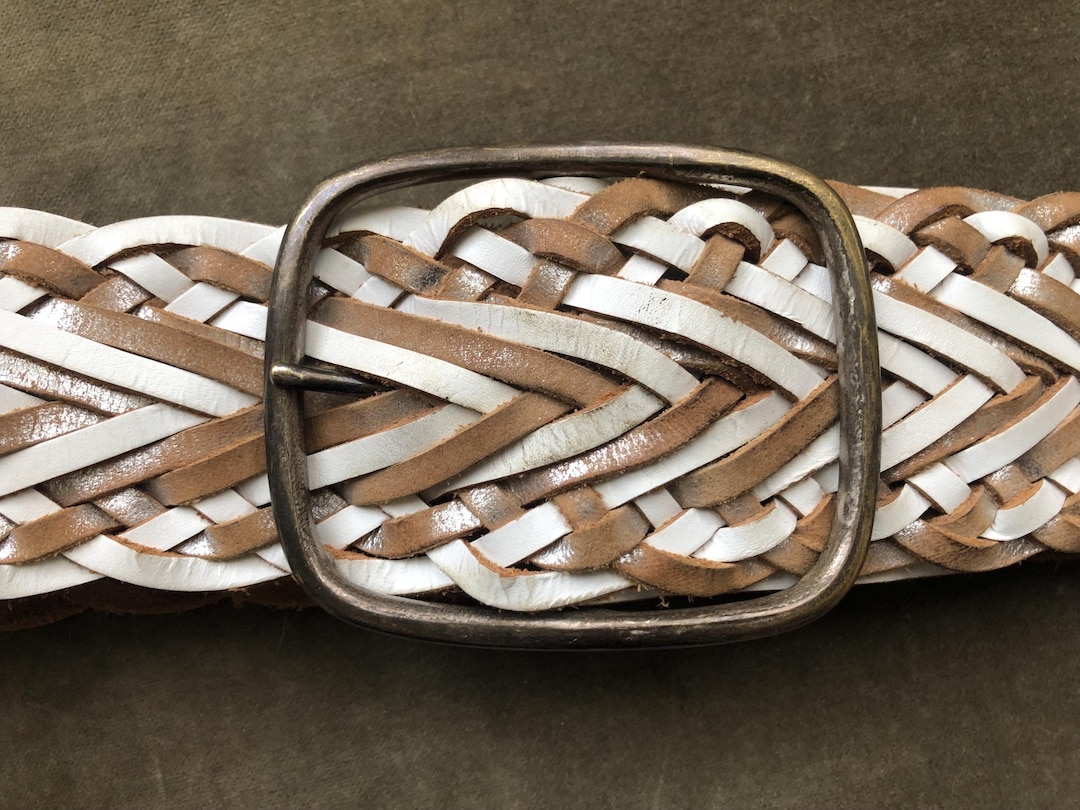 VINTAGE The Buckle Y2K Wide Tan Leather Belt Size XL Tooled Cutout Boho Festival Thick Dark Brown Leather Floral Pierced Lacy Belt M L Boho  main image 4