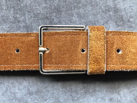 1960\'s suede leather belt 1960 Hippie Wide Suede Belt Brass Buckle Canterbury - Etsy main image 3
