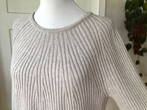 Cashmere Wool Rib Knit Long Bell Sleeve Pullover … - image 5