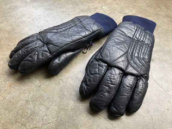 70s Puffy Dark Navy Blue Ski Gloves Winter Snow A… - image 3