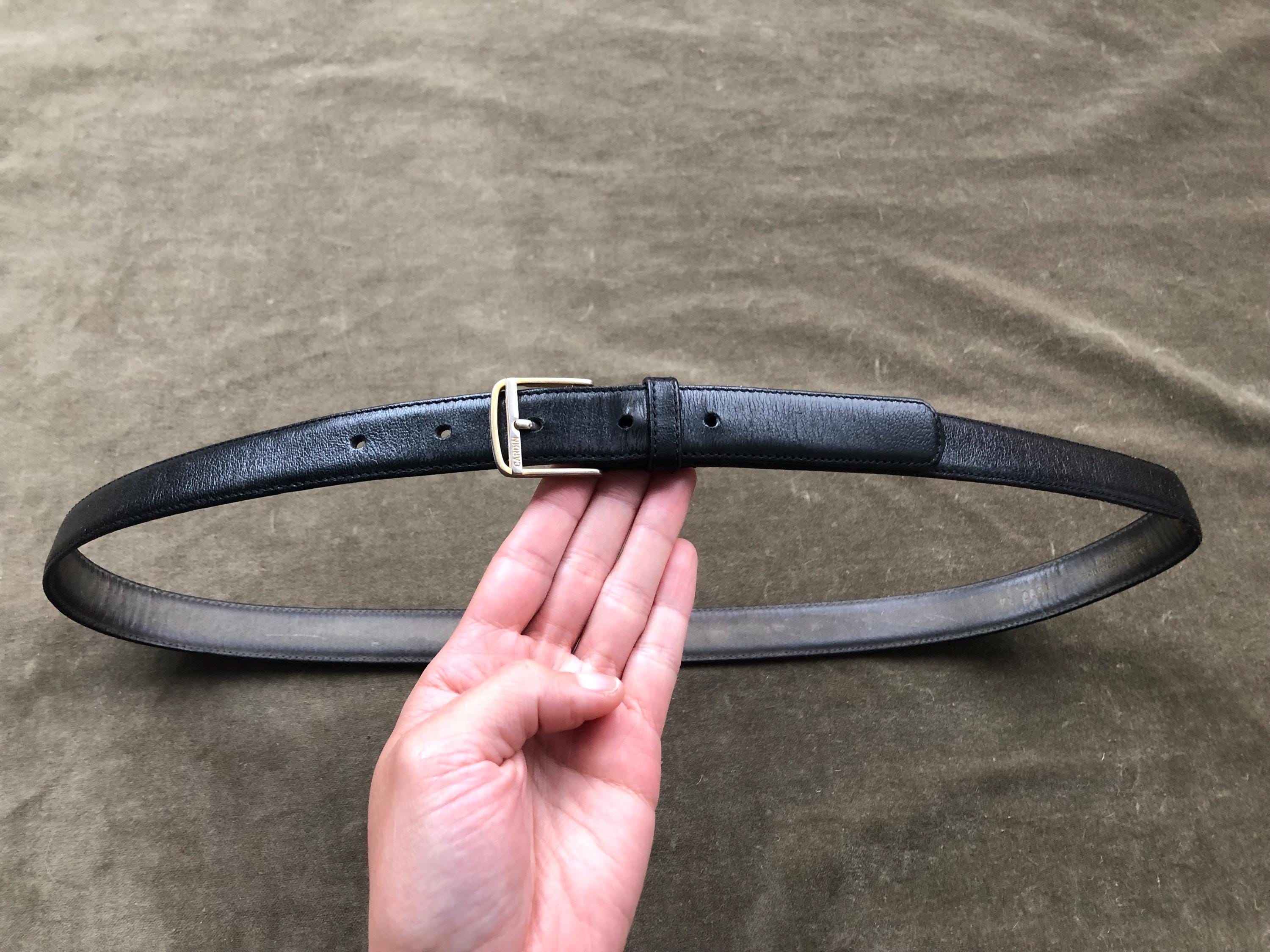 Vintage 70s 80s Pierre Cardin Slim Black Leather Gold Silver  display picture 2