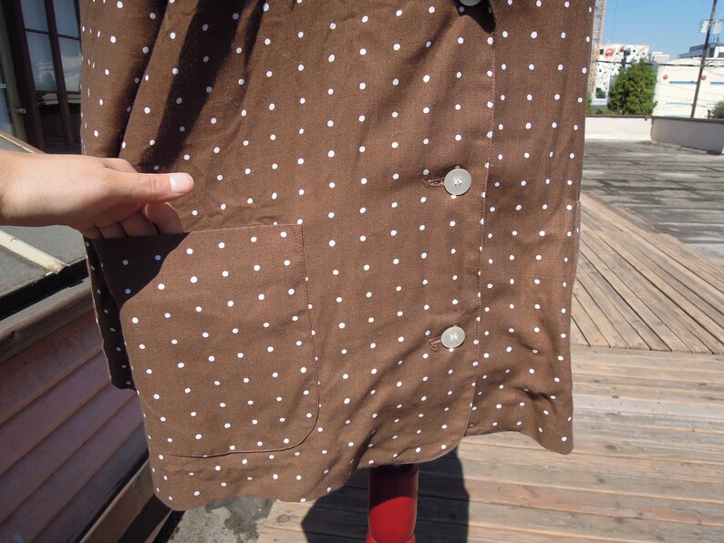 Vtg Boxy Brown White Unlined Polka Dotted Blazer Jacket 1880/'s 80s Funky Coat Size S M Women/'s Vintage La Redoute Milk Chocolate Dot