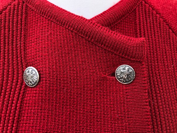 1940s 50s Dark Red Wool Knit Double Breasted Card… - image 9