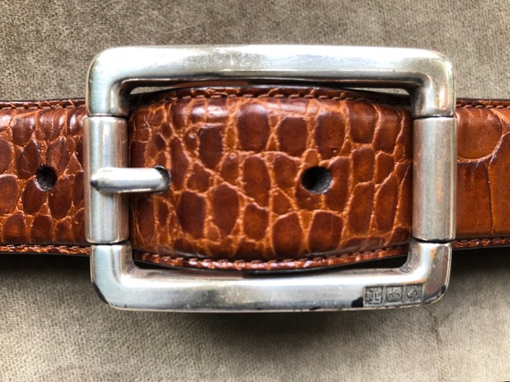 Ralph Lauren Honey Brown Croc Embossed Textured T… - image 2