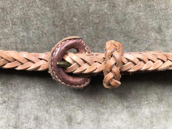 90s Skinny Natural Leather Rope Woven Belt Adjustable Sash  display picture 3