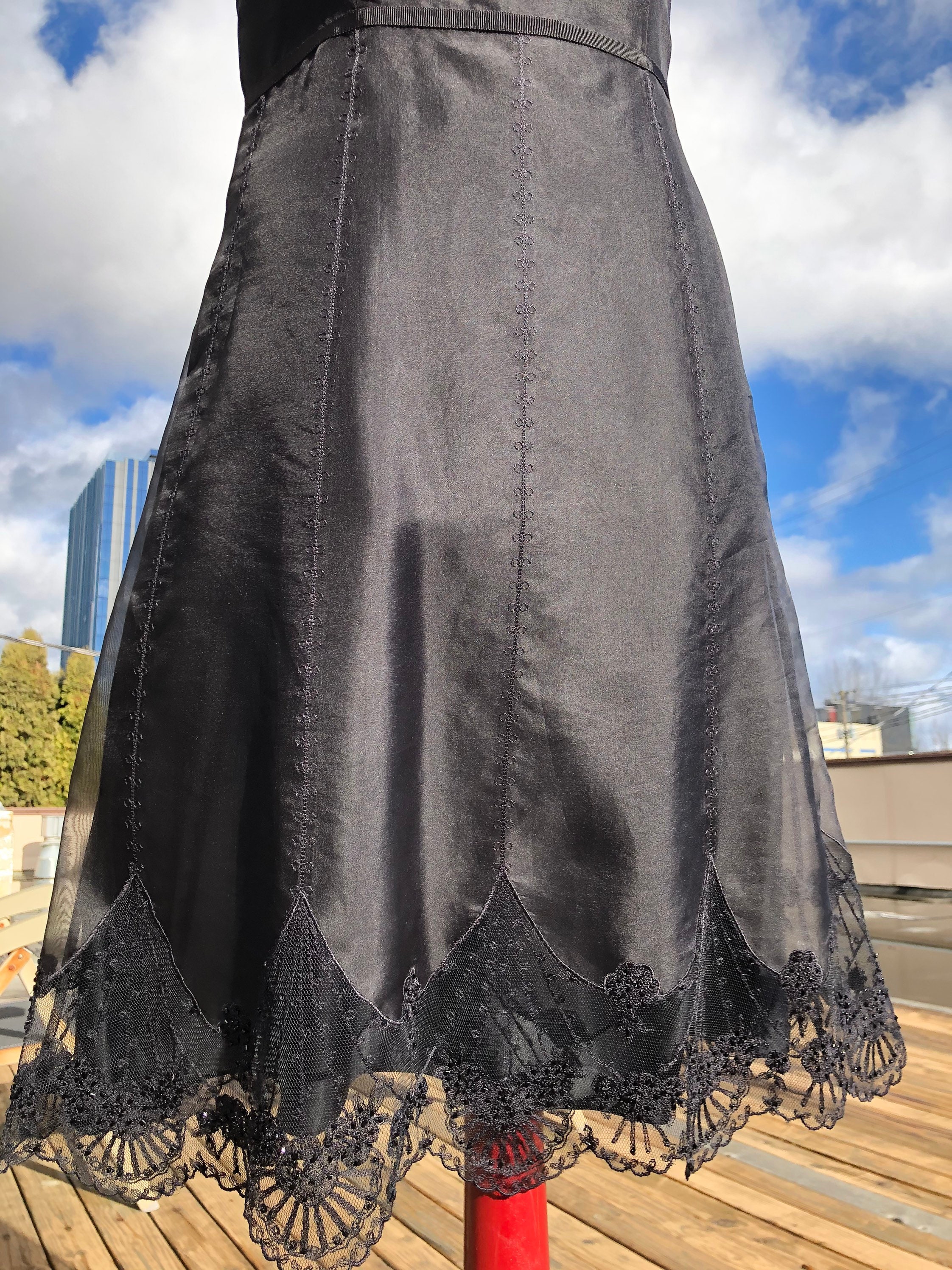 Sheer Silk Black Shimmery Voile Organza Spaghetti Strap Tank