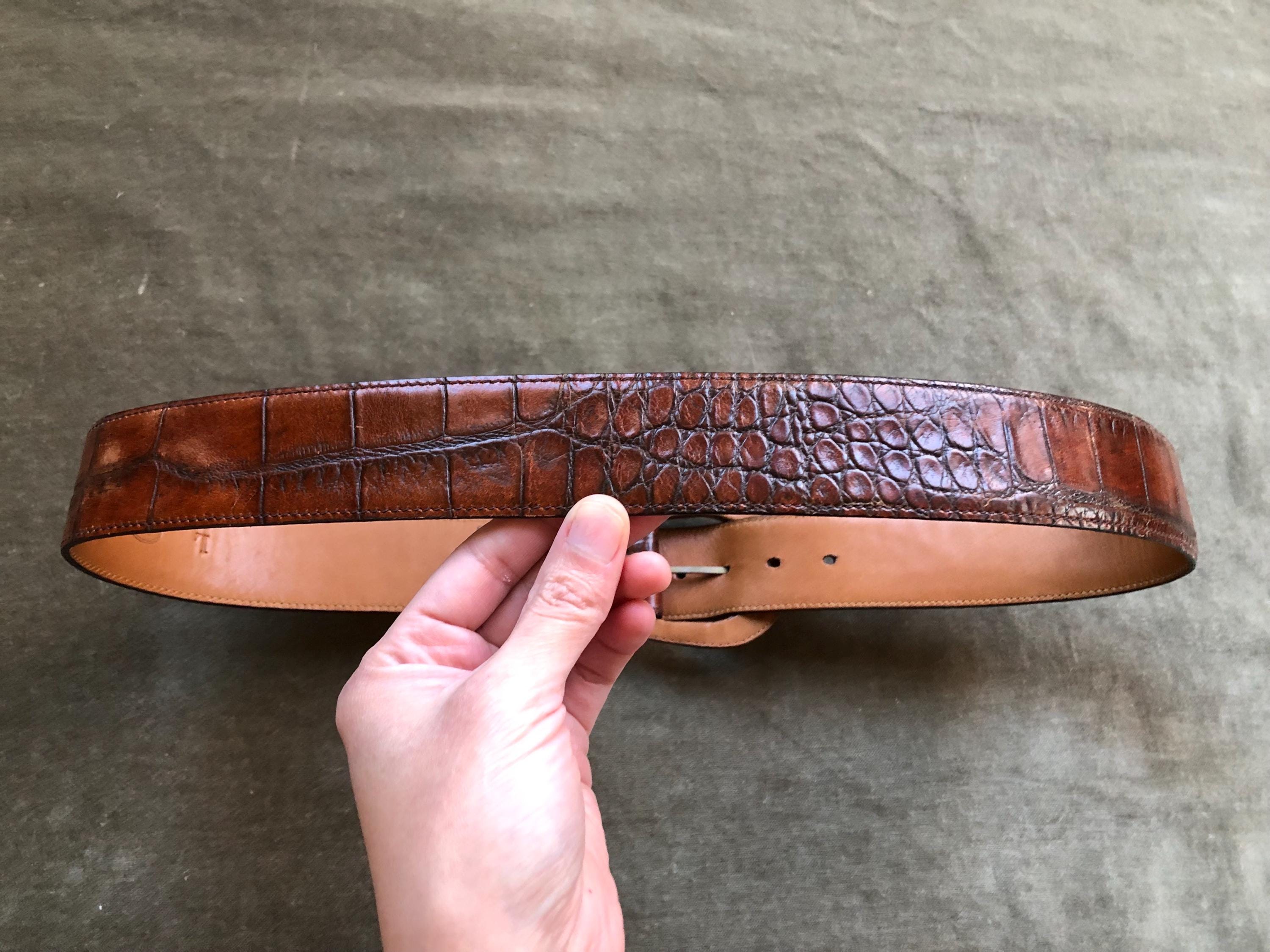 Y2K Wide Elastic Belt Large Brown Faux Croc Silver O-Ring Buckle Chunky Wide Big 90s Y2k Wide Leather Brown Croc Embossed Fashion Belt Womens  main image 4