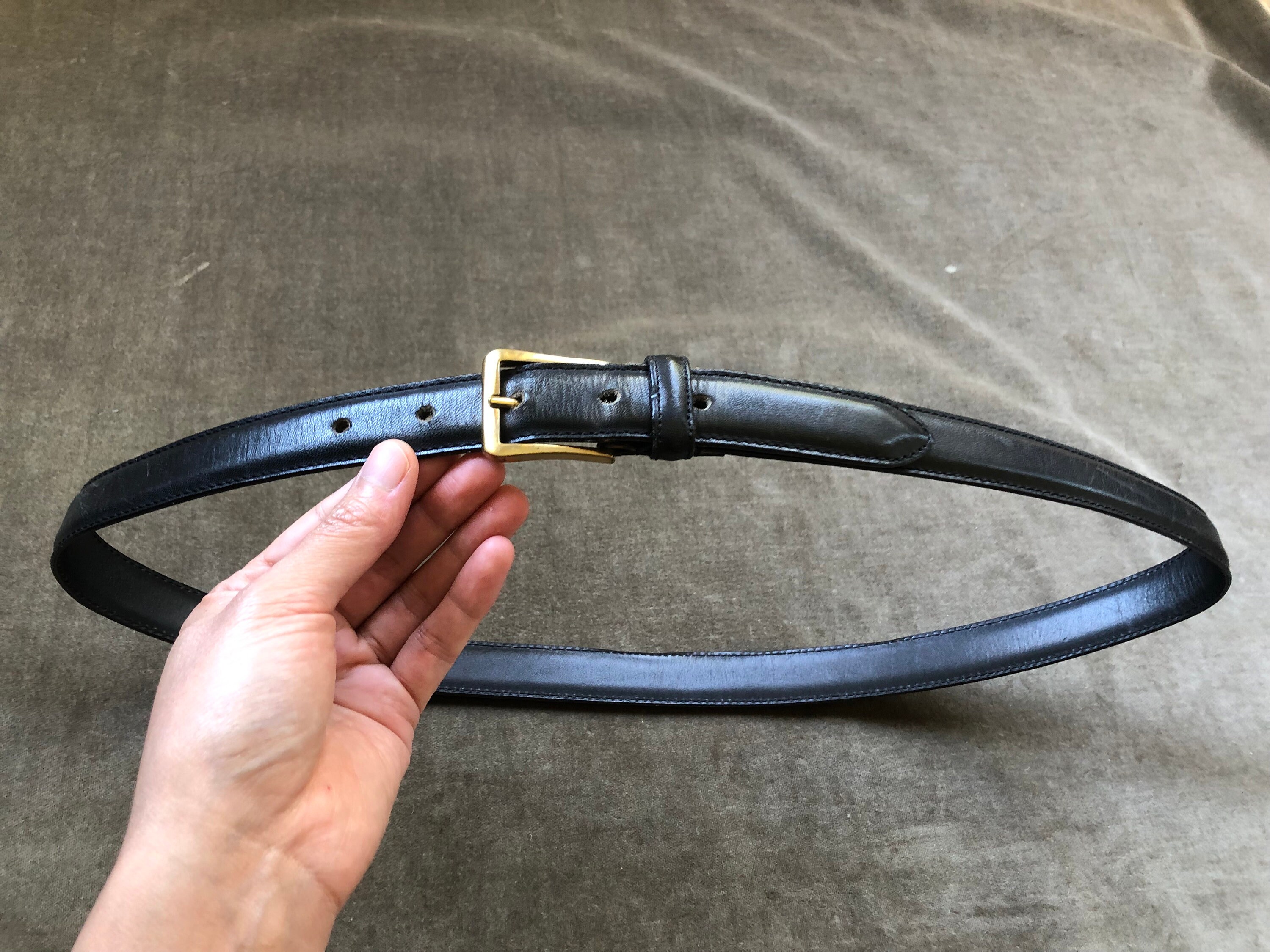 Dooney & Bourke Black Leather Simple Belt Retro Solid Brass 