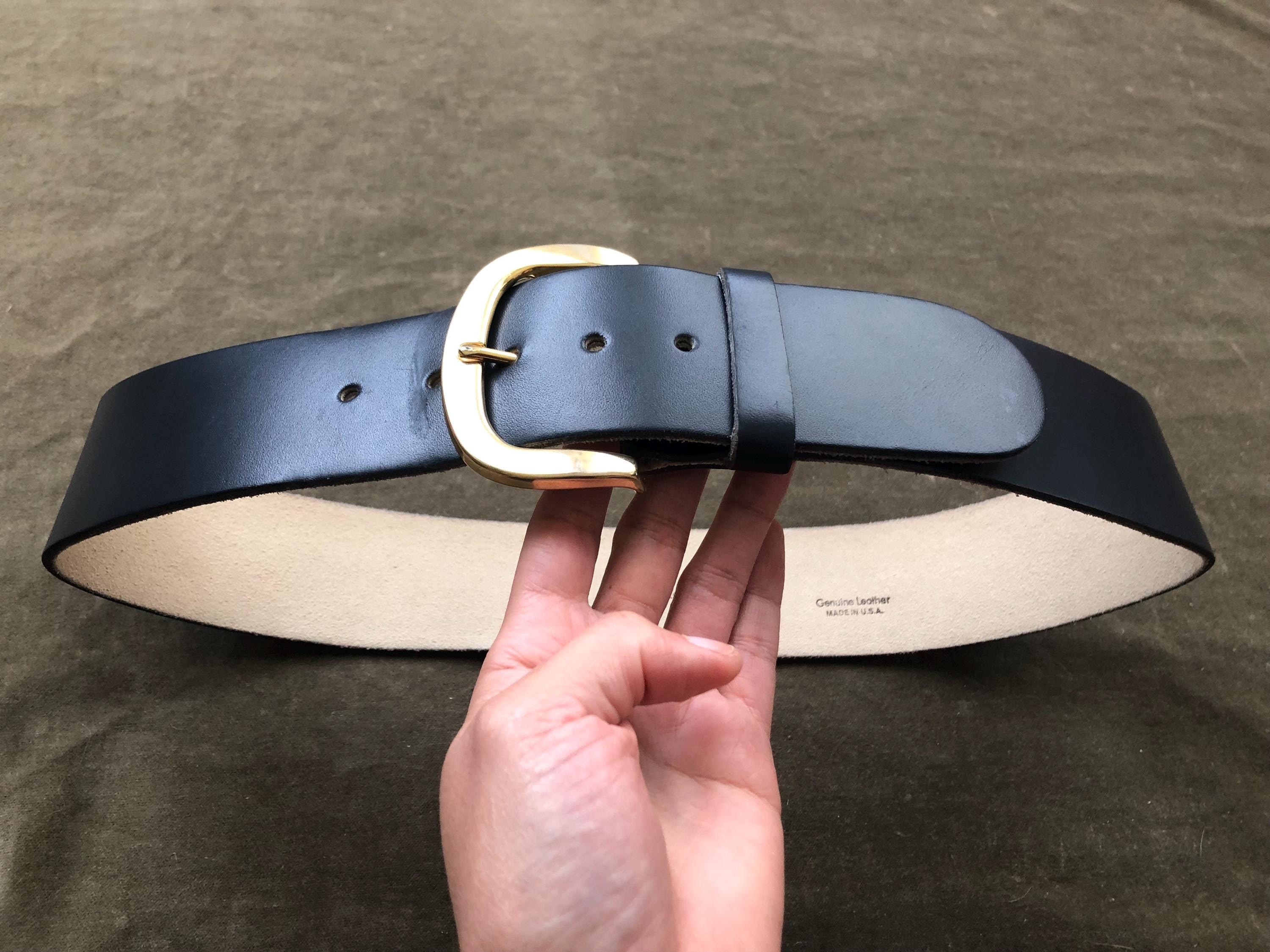 60s 70s Heavy Duty Thick Wide Dark Blue Navy Matte Leather